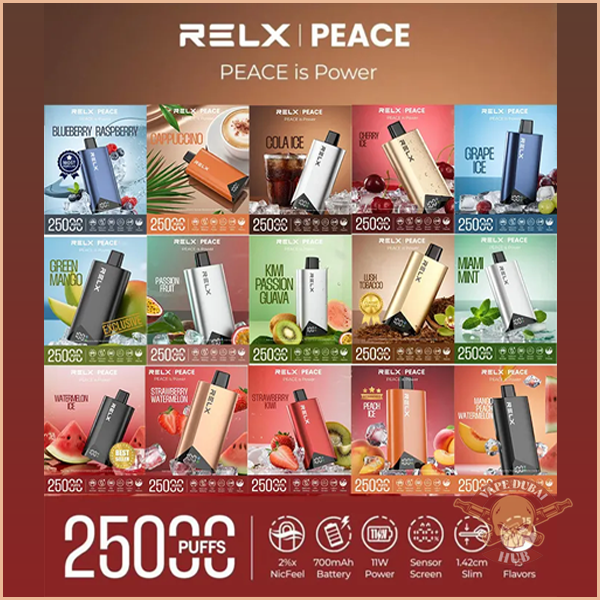 RELX Peace 25000 puffs 20MG Disposable Vape in Dubai Uae All Flavours vapdubaihub.ae
